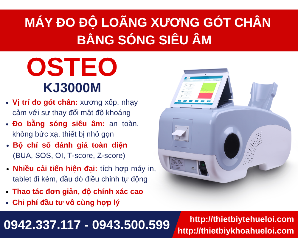 Máy đo độ loãng xương gót chân bằng sóng siêu âm OSTEOKJ3000M cao cấp